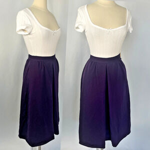 Vintage Midi Skirt Size 6 Purple Solid A Line Minimal Secretary Office Preppy
